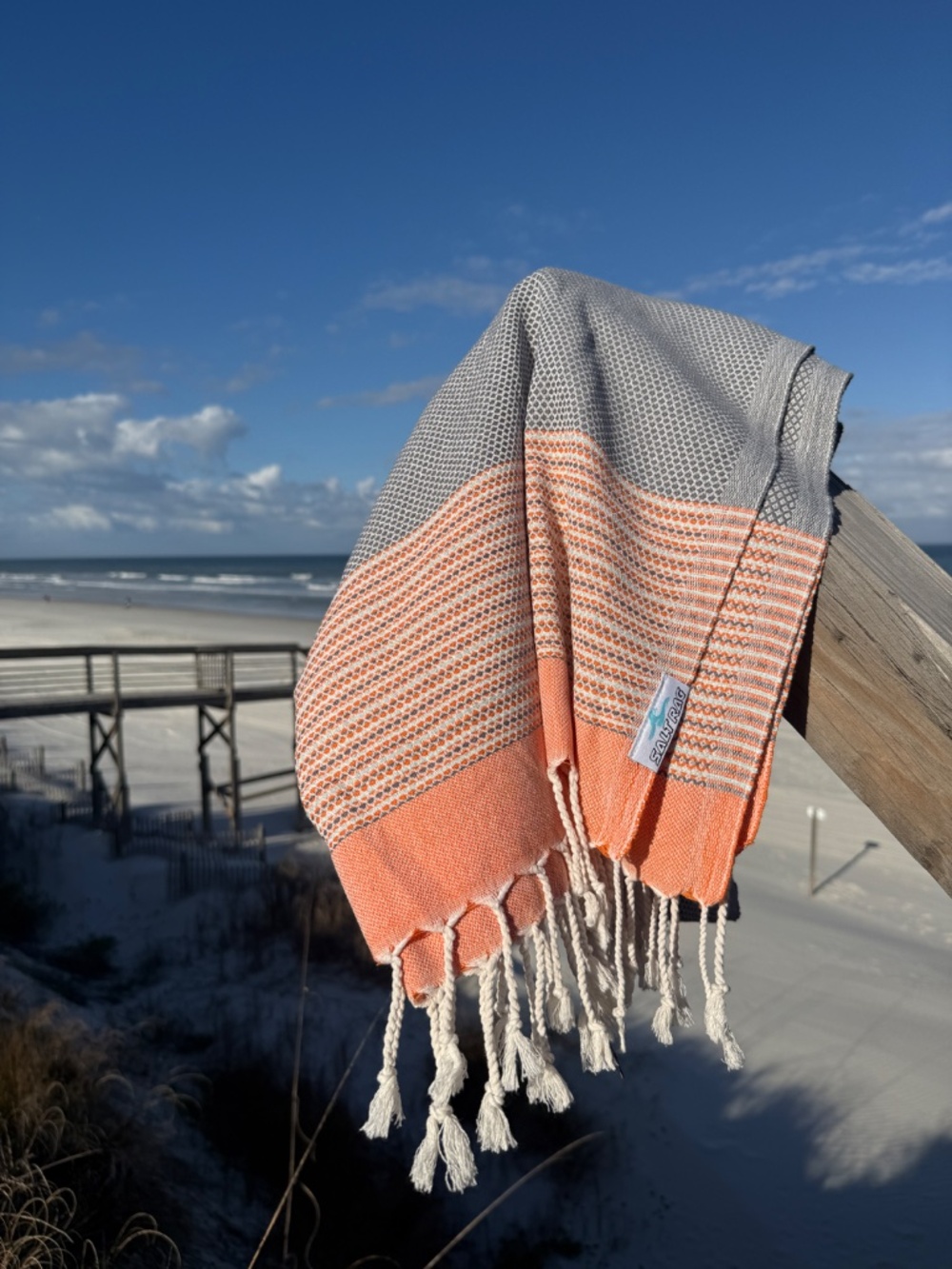 Angler Rag Orange — Salt Rag™ Sand-Resistant Turkish Beach Towel
